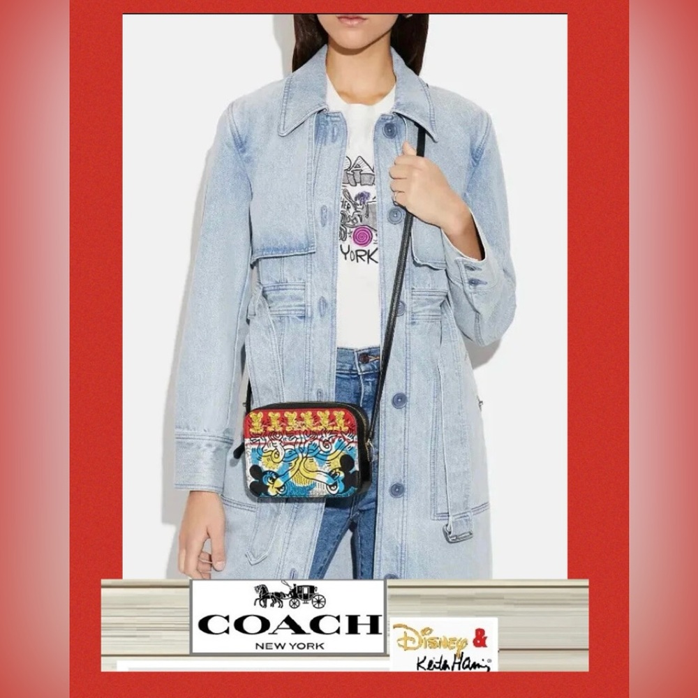 COACH x Disney Mickey Mouse Keith Haring crossbody bag (Like New)❤️🖤